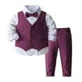 thumbnail image 1 of Byoo Boy Formal Outfit Set Wedding 3 Piece Solid Long Sleeve Shirt Vest Pants Cloth Set Classic Party Suit Set, 1 of 8