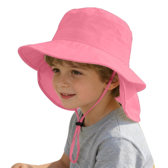 Byoo Boy Neck Flap Sun Protection Bucket Hat Wide Curved Brim Adjustable Fishing Camping Caps