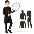 thumbnail image 1 of Byoo Boys Girls Solid Athletic Compression Hoodie Tee Leggings Shorts Layer Underwear Set, 1 of 6