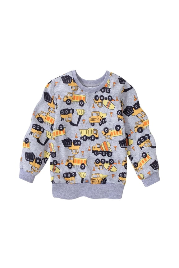 Boys Truck Print Sweatshirts Long Sleeve Crew Neck Graphic Pullover Soft Comfy Kids Sweatshirt
