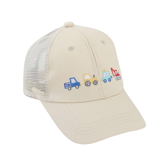 Byoo Breathable Mesh Trucker Hat for Toddler Boy Construction Vehicle Embroidery Summer Baseball Hat