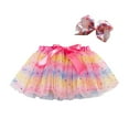 thumbnail image 1 of Byoo Carnival Mesh Tutu Skirts for Toddler Girls Colorful Elastic Waist High Rise Mini Skirt Kids Soft Daily Clothes, 1 of 4