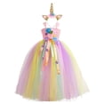 thumbnail image 1 of Byoo Carnival Tween Girls Dress Puffy A-Line Colorful Tulle Tutu Maxi Dresses with Flower Comfortable Spaghetti Strap Dress Beige, 1 of 7