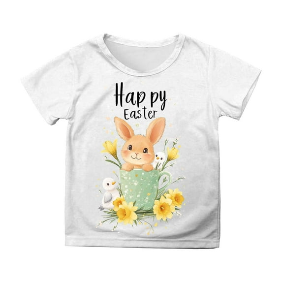 Byoo Cartoon Bunny Graphic Tee for Big Girl Easter Pullover Short ...