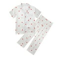 thumbnail image 1 of Byoo Cartoon Print Toddler Girls Pajamas Short Sleeve Button Down Top Pants Sleepwear 2 Piece Soft Pjs, 1 of 4