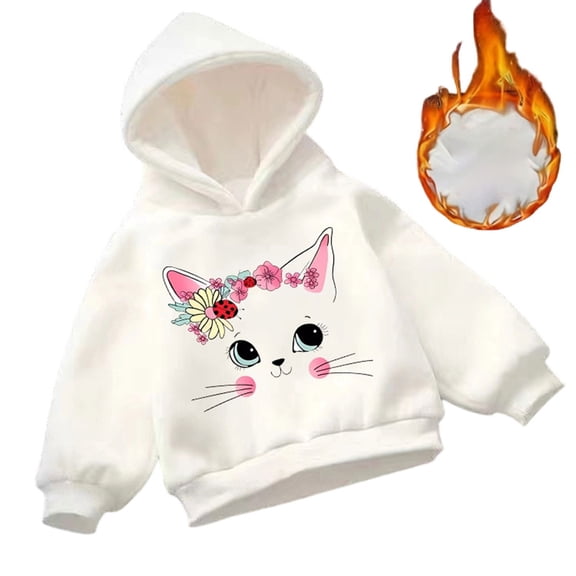 Byoo Cat Print Toddler Girls Hoodie Oversized Long Sleeve Hooded Casual Sweatshirt Cozy Soft Pullover Top