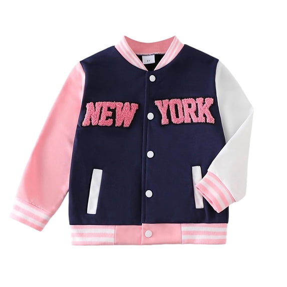Byoo Chenille Letter Print Varsity Baseball Jacket for Girl Long Sleeve School Casual Coat Daily Wear Bomber Jackets