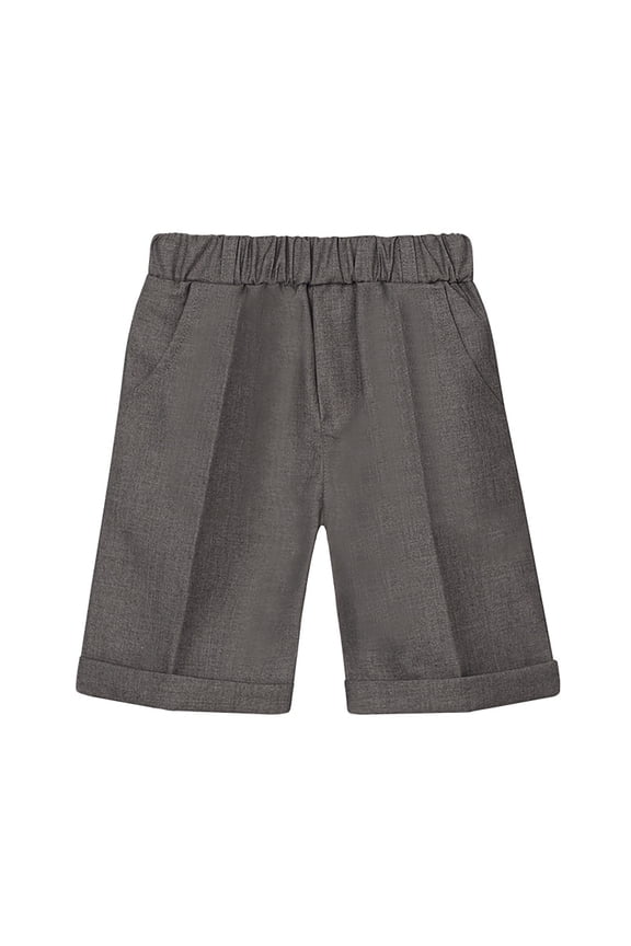 Chino Shorts for Tween Boy Elastic Waist Straight Cut School Uniform Daily Formal Casual Bottoms