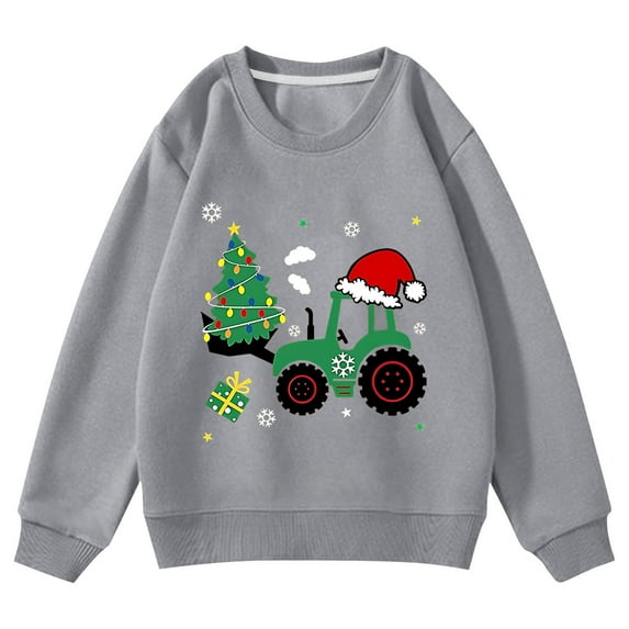 Byoo Christmas Sweatshirt for Toddler Boys Car Print Long Sleeve Pullover Top Casual Soft Holiday Xmas Kids Clothing
