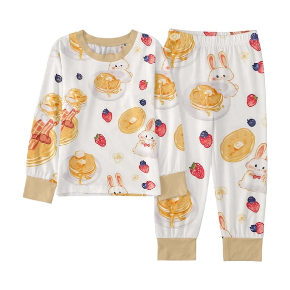 Byoo Cozy Pajama Set for Big Girls Long Sleeve Bunny Pancake Graphic Sleepwear Set