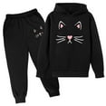 thumbnail image 1 of Byoo Cute Cat Print Toddler Girls Sweatsuit Set Full Sleeve Pullover Hoodie Shirt Sweatpants Sweatsuit Casual 2 Piece Tracksuit, 1 of 2