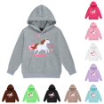 thumbnail image 1 of Byoo Cute Graphic Hoody Sweatshirt for Big Girls Long Sleeve Horse Printed Hoodies Play Daily Pullovers,Grey, 1 of 3