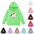 thumbnail image 1 of Byoo Cute Graphic Hoody Sweatshirt for Tween Girls Long Sleeve Horse Printed Hoodies Play Daily Pullovers,Green, 1 of 4