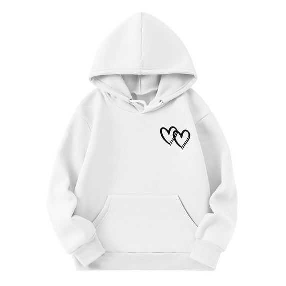 Byoo Cute Girl's Hoodie Pocket Heart Printed Long Sleeve Hooded Sweatshirt Soft Pullovers Top,13-14T