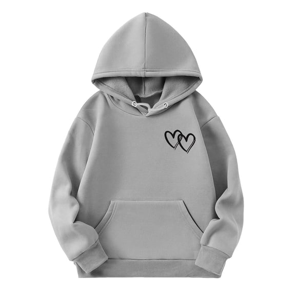 Byoo Cute Heart Printed Tween Girl's Hoodie Kangaroo Pocket Long Sleeve Hoody Sweatshirt Classic Pullovers Top for Kids,11-12T