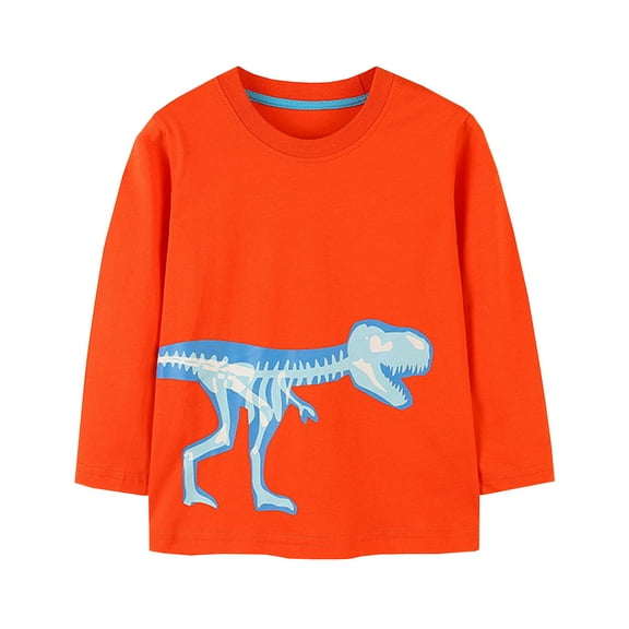 Byoo Dinosaur Print T Shirt Long Sleeve Crew Neck Pullover Shirt Loose Casual Daily Kids Clothing