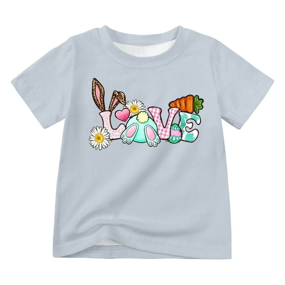 Byoo Easter Letter Graphic Big Girl Tee Short Sleeved Round Neck Popular T Shirt Outdoor Kids Basic Comfy Shirt, Sizes8-9Y