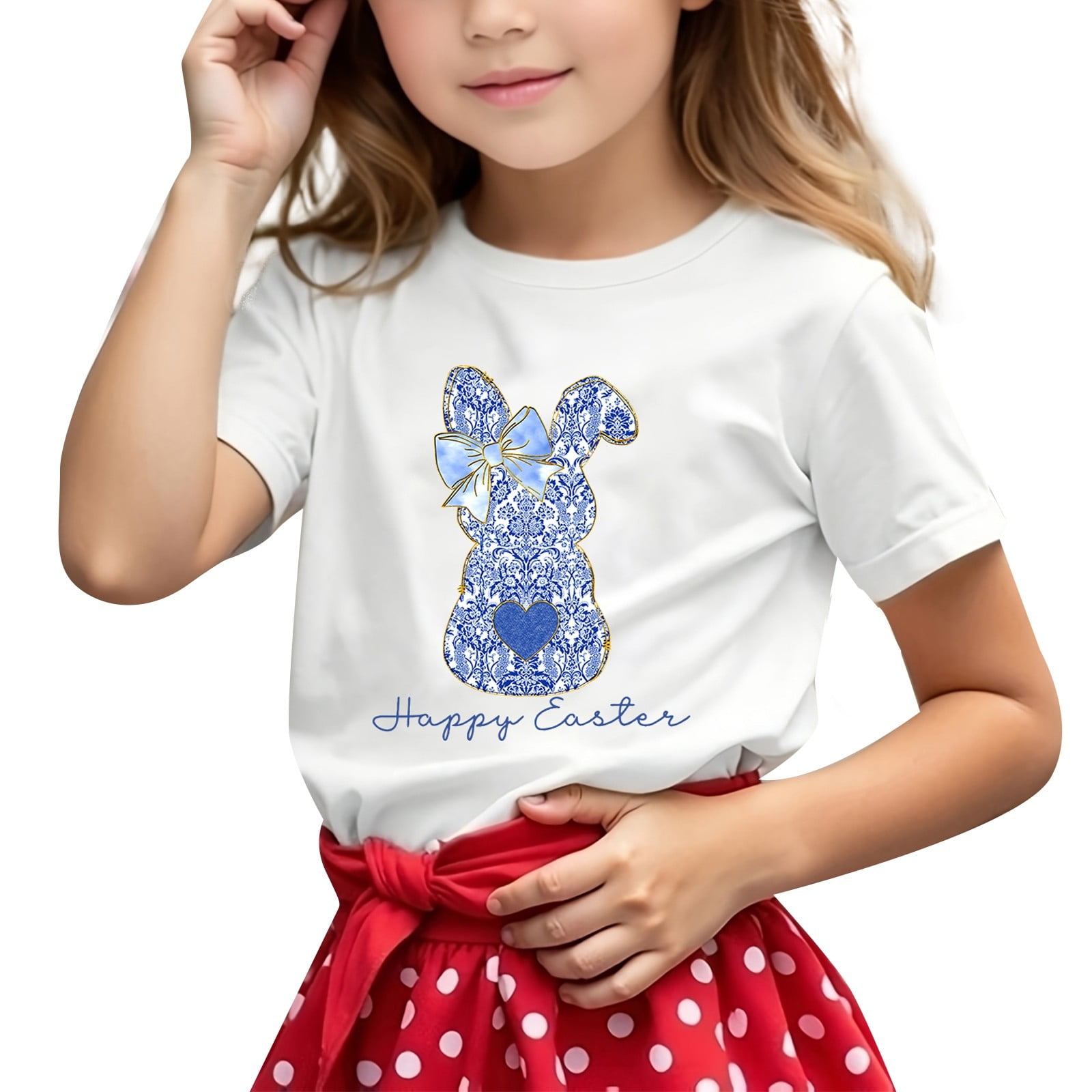 Byoo Easter Little Girls Bunny Graphic Tee Top Summer Short Sleeve ...