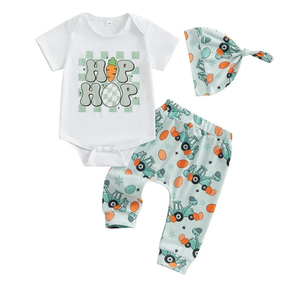 Byoo Easter Outfits for Infant Boys Soft Letter Printed Pullover T-Shirt Pants Summer Set Active Casual Clothes Set