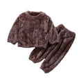 thumbnail image 1 of Byoo Flannel Outfit For Toddler Boys Cozy Solid Full Sleeve Pullover Top Pants Sleepwear Winter Warm Comfy Kids Nightwear, 1 of 3