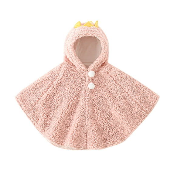 Byoo Cloak Coat for Little Girls Solid Color Hooded Pullover Top Cute Thick Outwear Coat for Kids