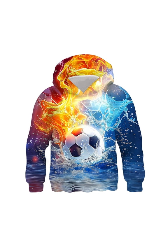 Football Graphic Hoodie for Big Boy Soft Long Sleeved Hooded Casual Sweatshirt Outdoor Leisure Casual Kids Pullover Top