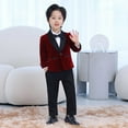 thumbnail image 1 of Byoo Formal Little Boys Suit Set Bow Tie Solid Color Button Down Blazer Jacket Dress Pants Outfits Soft Weeding Clothes Set, 1 of 5