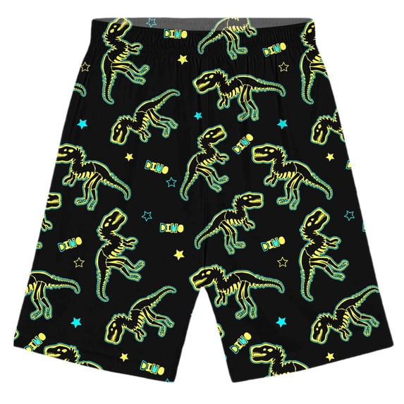 Byoo Fun Dinosaur Print Shorts for Toddler Boys Elastic Waist Sleepwear Summer Casual Soft Bottoms