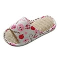 thumbnail image 1 of Byoo Girls Cartoon Cat Linen Slide Sandals Open-Toe Breathable Summer Slippers Non- Lightweight Home Shoes, 1 of 6