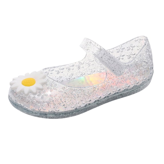 Byoo Girls Daisy Glitter Jelly Mary Jane Sandals Sparkly Floral Casual Slides Non- Lightweight Shoes