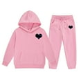 thumbnail image 1 of Byoo Girls' Hoodie Set Heart Print Long Sleeve Hoodie Sweatpants Casual Sports Tracksuits, 1 of 5