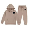 thumbnail image 1 of Byoo Girls' Hoodie Set Heart Print Long Sleeve Hoodie Sweatpants Casual Sports Tracksuits, 1 of 8