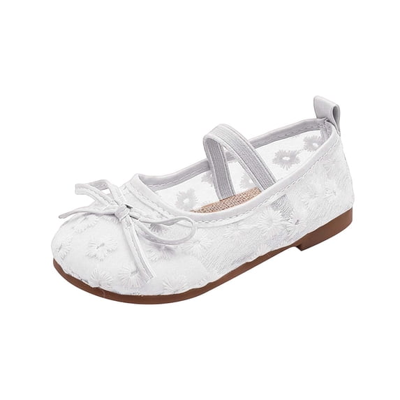 Byoo Girls Mesh Mary Jane Flats Shoes Floral Embroidered Elastic Strap Bow Summer Shoes Lightweight Casual Flats Shoes