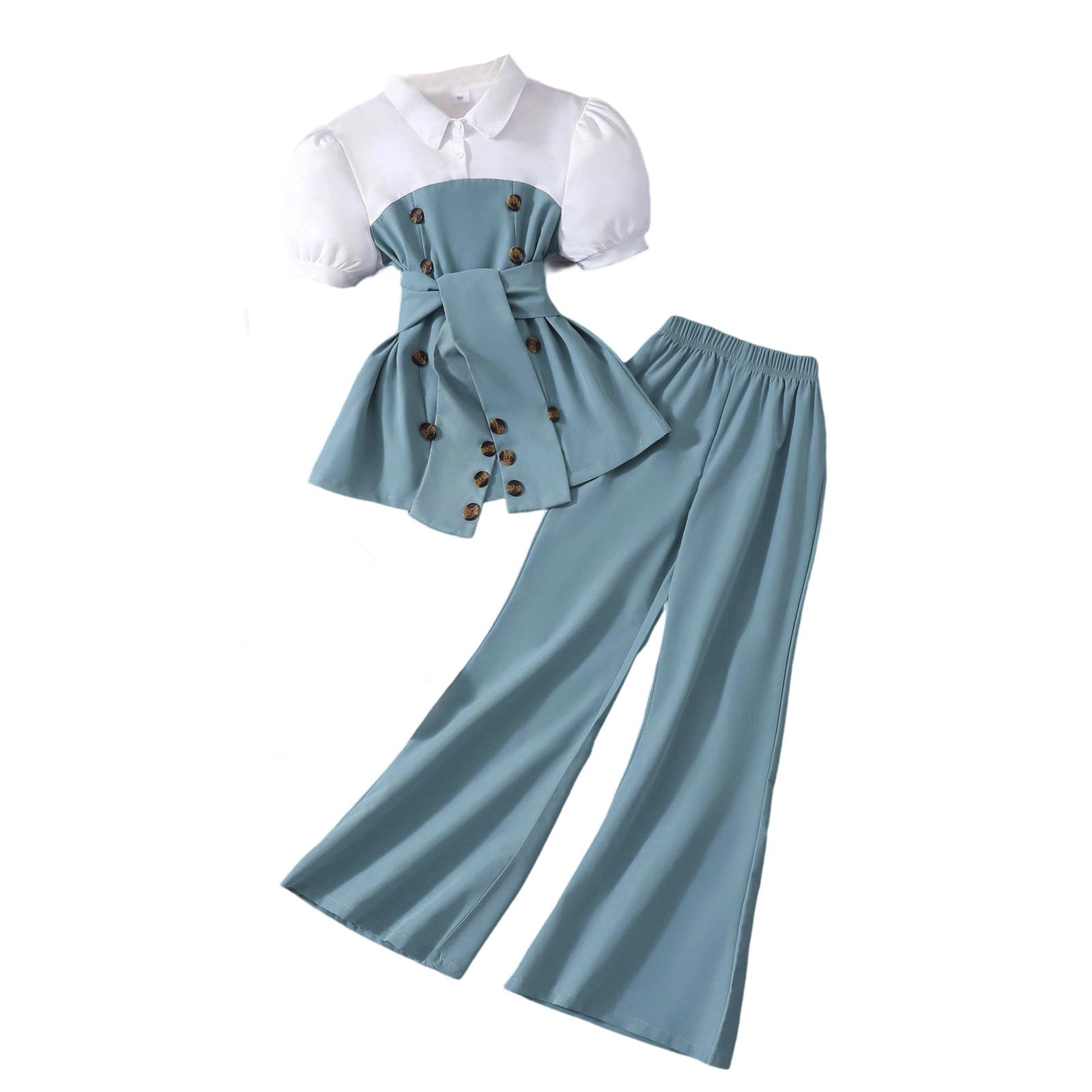 Girl Half Sleeve Pant Collar Set