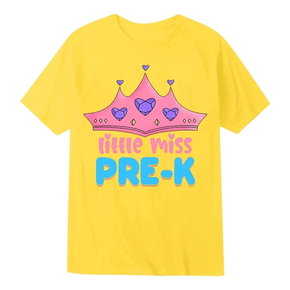 Byoo Girls Summer Cute T Shirt Little Miss Pre K Letter Print School Short Sleeve Tshirt Soft Pullover Top