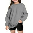 thumbnail image 1 of Byoo Girls Sweatshirts Long Sleeve Crew Neck Solid Color Pullover Girls Winter Warm Oversized Autumn Winter Sweatshirt, 1 of 6