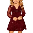 thumbnail image 1 of Byoo Glitter Scallop Neck Party Dresses for Tween Girl Solid Long Sleeve Sparkle Mini Gown Formal Dress, 1 of 8