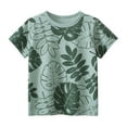 thumbnail image 1 of Byoo Graphic Shirts for Toddler Boy Leaf Printed Short Sleeve Comfort Coton T Shirt Kids Leisure Soft Pullover Top,Green, 1 of 6