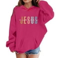 thumbnail image 1 of Byoo Graphic Tween Girl Hoodie Sweatshirt JESUS Letter Print Long Sleeve Oversised Sweatshirt for Kids Sweatshirts,11-12T, 1 of 4