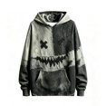 thumbnail image 1 of Byoo Halloween Patchwork Hoodie for Boy Stitched Face Graphic Hooded Sweatshirt Fall Tops, 1 of 4