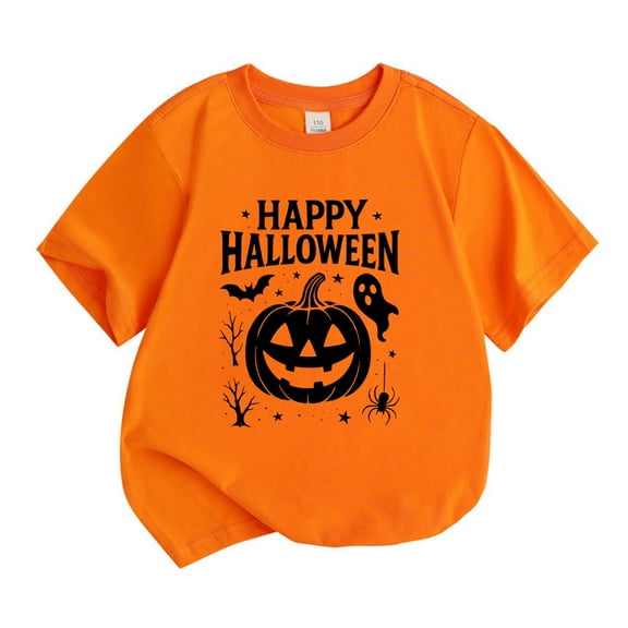 Byoo Halloween Pumpkin T-Shirt for Boys Short Sleeve Round Neck T Shirt Cotton Tee Top