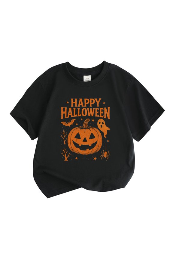 Halloween Pumpkin T-Shirt for Boys Short Sleeve Round Neck T Shirt Cotton Tee Top