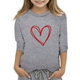 thumbnail image 1 of Byoo Heart Graphic Teen Girls Shirt Valentine 3/4 Quarter Sleeve Round Neck Lightweight Tee Casual Daily Loose Kids T Shirt, 1 of 4