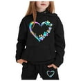 thumbnail image 1 of Byoo Heart Print Toddler Girls Outfit Set Full Sleeve Sweatshirt Sweatpants Sweatsuit Set Warm Active 2pc Outfits, 1 of 4
