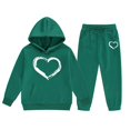 thumbnail image 1 of Byoo Heart Print Toddler Girls Outfits Hoodies Sweatshirt Joggers 2PCS Clothes Sets Warm Soft Tracksuit Sets, 1 of 3