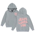 thumbnail image 1 of Byoo Hooded Sweatshirt for Toddler Girl Cozy Loose-Fit Hoodie with Jesus Loves You Letter Graphic Shirt Casual Outings Top, 1 of 4