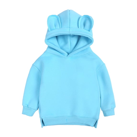 Byoo Hoodie Sweatshirt for Girls with Cute Ear Solid Color Long Sleeve Hooded Pullover Top Soft Daily Clothes for Baby,12-24M