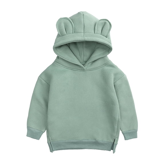 Byoo Hoodie Sweatshirt for Girls with Cute Ear Solid Color Long Sleeve Hooded Pullover Top Soft Daily Clothes for Baby,6-9M