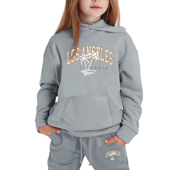 Byoo Hoodie Sweatsuit Set for Little Girls Letter Printed Pocket Tough Sweatshirt Sweatpants Outfit Soft Sport Kids Outfit Set