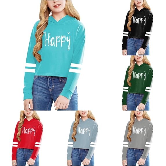 Byoo Hoodies for Little Girls Graphic Letter Print Long Sleeve Casual Hooded Sweatshirt Soft Pullover Tops,Sky Blue